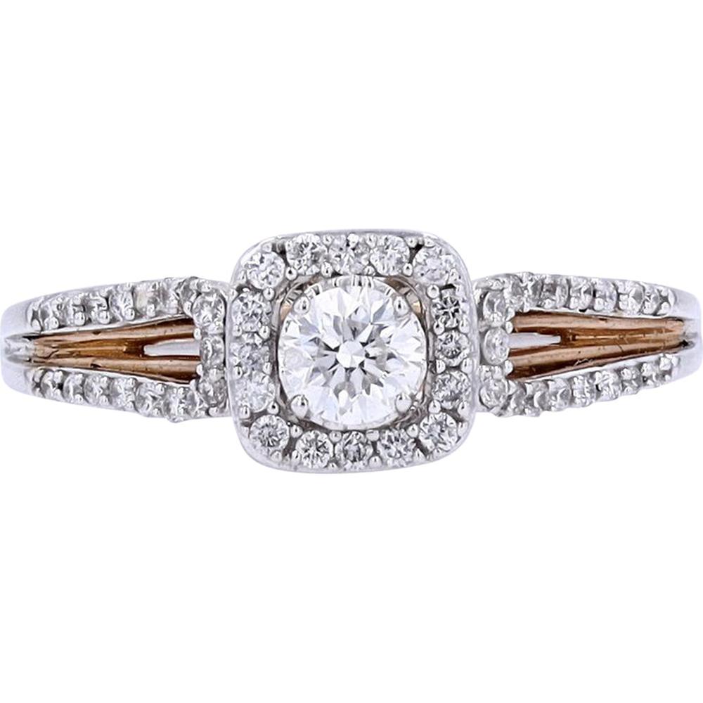 14K Two-Tone 1/4 Carat Diamond Engagement Ring with White & Rose Gold