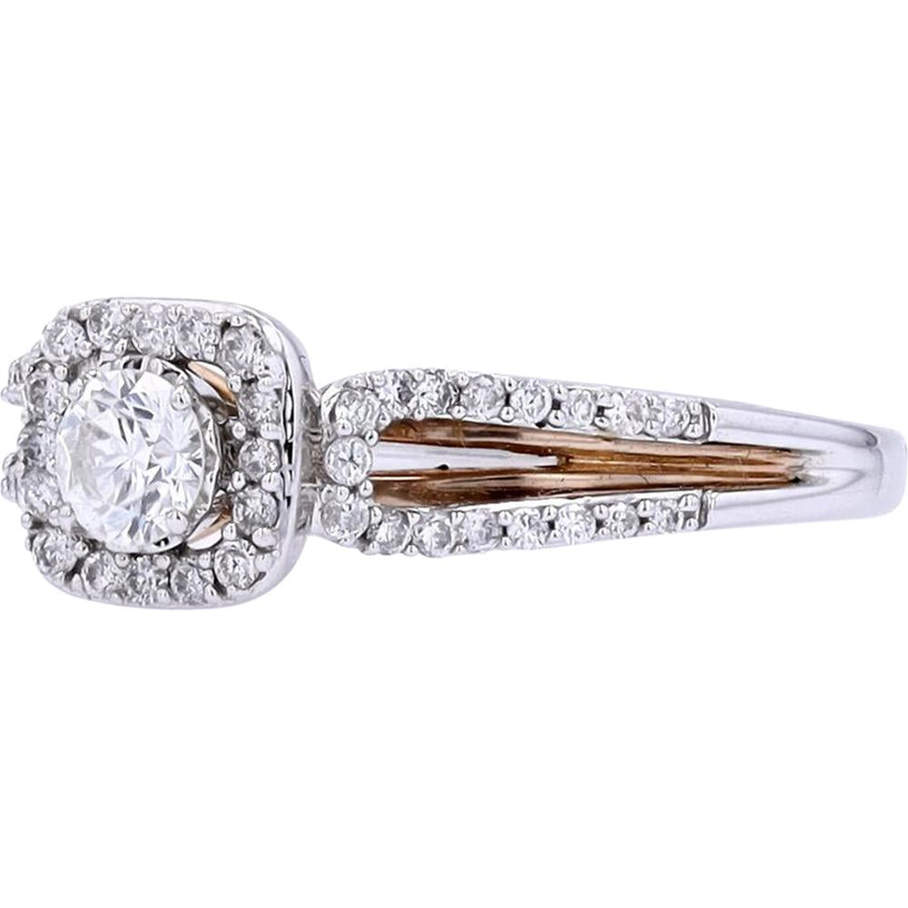 14K Two-Tone 1/4 Carat Diamond Engagement Ring with White & Rose Gold