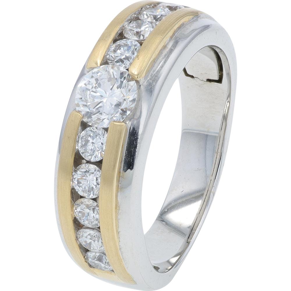 14K Two-Tone 1.50 Carat Total Weight Lab Grown Diamond Gents Wedding Band