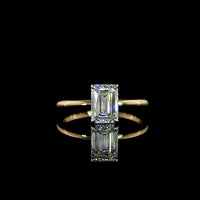 14K Two Tone 1.55 Carat Emerald Cut Lab Diamond Solitaire Ring - F VVS2 IGI Certified North-South Setting - Covaloro Fine Jewelry