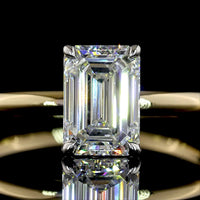 14K Two Tone 1.55 Carat Emerald Cut Lab Diamond Solitaire Ring - F VVS2 IGI Certified North-South Setting - Covaloro Fine Jewelry