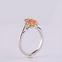 14K Two Tone 1.66 Carat Pear Shape Lab Grown Diamond Ring with Fancy Vivid Pink Center and Brilliant Cut Accents - Covaloro Fine Jewelry