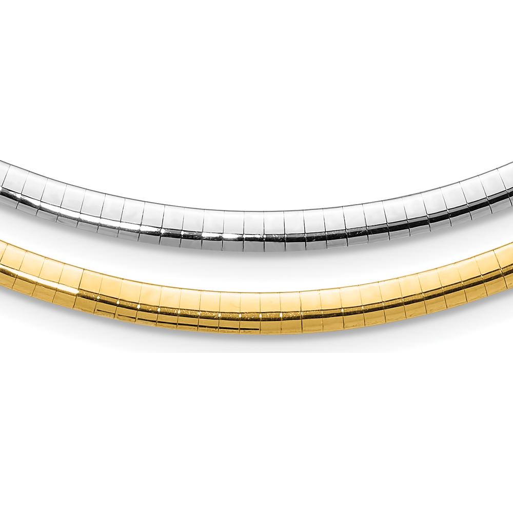 14K Two-Tone 16" Lightweight Reversible Omega Necklace with 2" Heart Extender - 4mm Polished Finish by 0