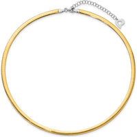14K Two-Tone 16" Lightweight Reversible Omega Necklace with 2" Heart Extender - 4mm Polished Finish by 0