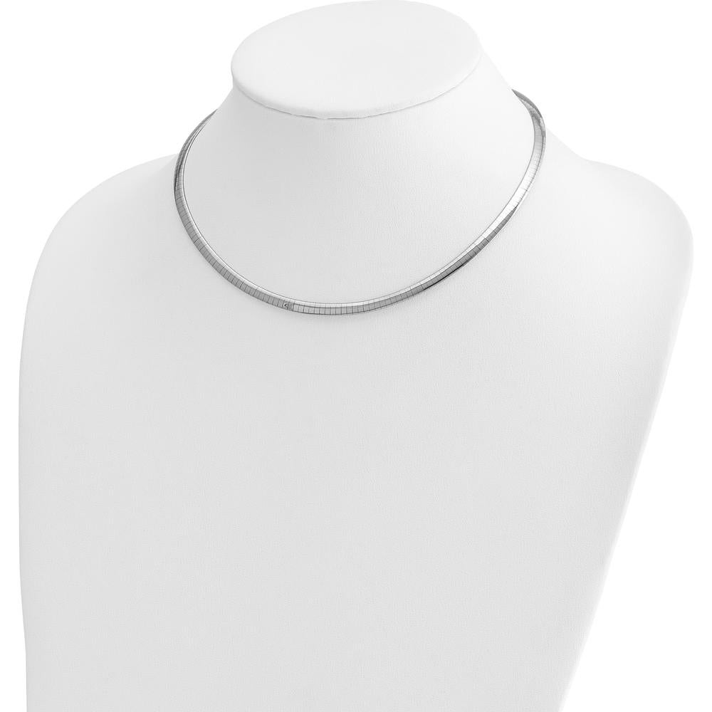 14K Two-Tone 16" Lightweight Reversible Omega Necklace with 2" Heart Extender - 4mm Polished Finish by 0