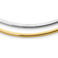 14K Two-Tone 16" Reversible Omega Necklace with 2" Heart Extender - 3mm Lightweight Semi-Solid Gold by 0