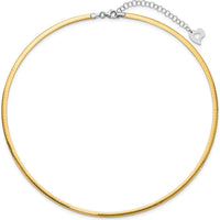 14K Two-Tone 16" Reversible Omega Necklace with 2" Heart Extender - 3mm Lightweight Semi-Solid Gold by 0
