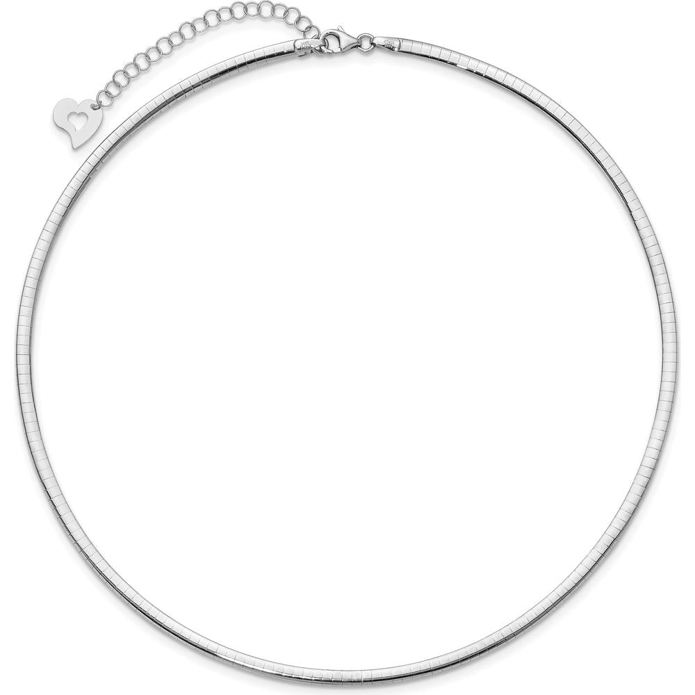 14K Two-Tone 16" Reversible Omega Necklace with 2" Heart Extender - 3mm Lightweight Semi-Solid Gold by 0