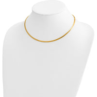 14K Two-Tone 16" Reversible Omega Necklace with 2" Heart Extender - 3mm Lightweight Semi-Solid Gold by 0