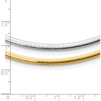 14K Two-Tone 16" Reversible Omega Necklace with 2" Heart Extender - 3mm Lightweight Semi-Solid Gold by 0