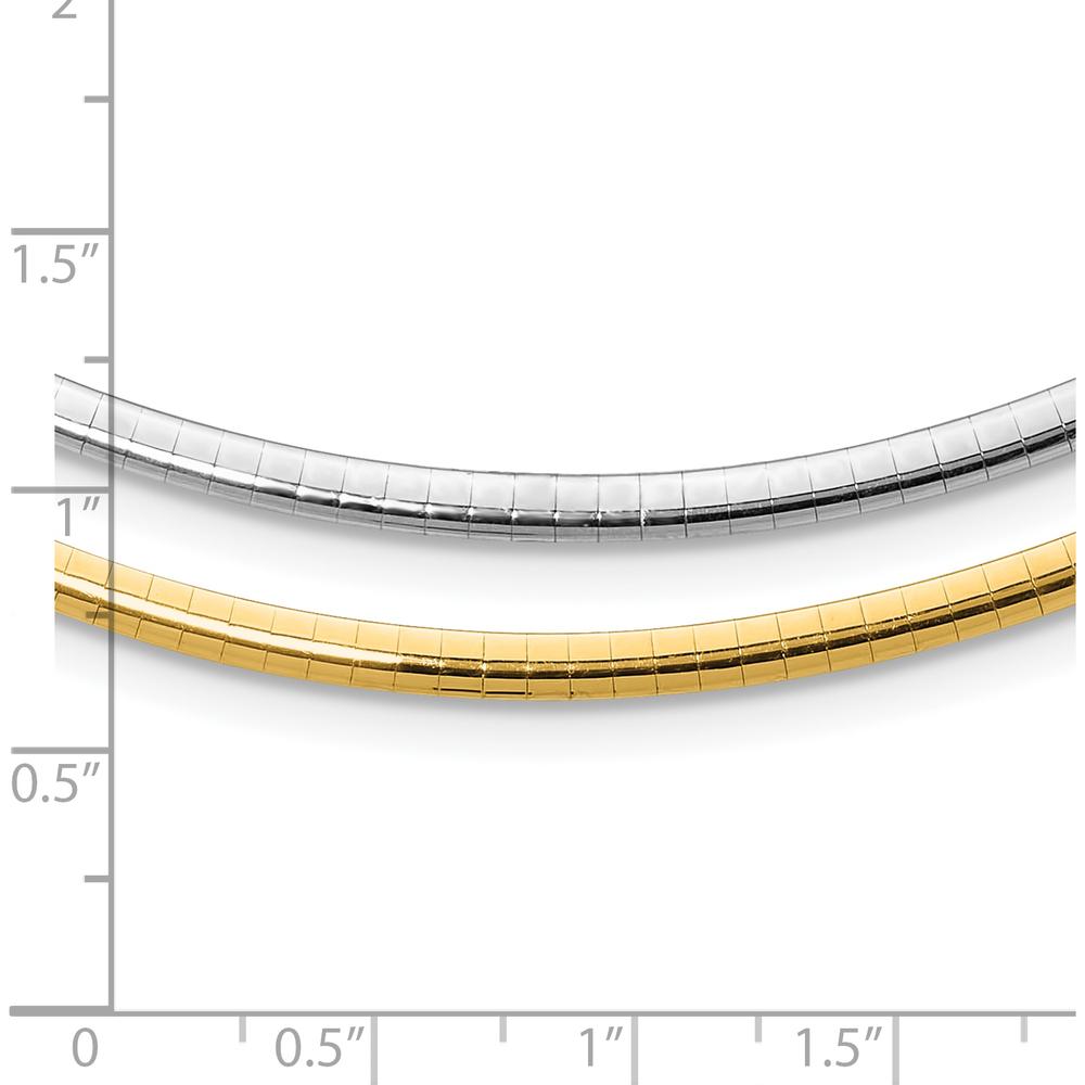 14K Two-Tone 16" Reversible Omega Necklace with 2" Heart Extender - 3mm Lightweight Semi-Solid Gold by 0