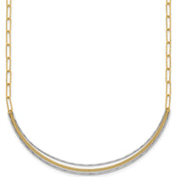 14K Two-Tone 17" Woven Curved Bar Necklace with Long Link Chain and 2" Extender by 0