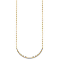 14K Two-Tone 17" Woven Curved Bar Necklace with Long Link Chain and 2" Extender by 0