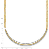 14K Two-Tone 17" Woven Curved Bar Necklace with Long Link Chain and 2" Extender by 0