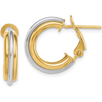 14K Two-Tone 17mm Polished Omega Back Hoop Earrings by 0