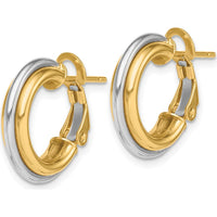 14K Two-Tone 17mm Polished Omega Back Hoop Earrings by 0
