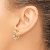 14K Two-Tone 17mm Polished Omega Back Hoop Earrings by 0
