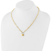 14K Two-Tone 18.25" Paperclip Chain Necklace with Honeycomb Lock Pendant by 0