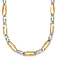 14K Two-Tone 18" Fancy Long Link Necklace with Polished Yellow and White Gold - 5.75mm Width by 0