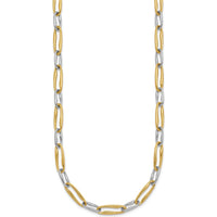 14K Two-Tone 18" Fancy Long Link Necklace with Polished Yellow and White Gold - 5.75mm Width by 0