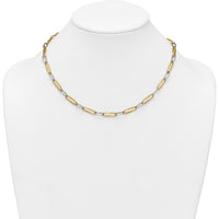14K Two-Tone 18" Fancy Long Link Necklace with Polished Yellow and White Gold - 5.75mm Width by 0
