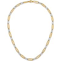 14K Two-Tone 18" Fancy Long Link Necklace with Polished Yellow and White Gold - 5.75mm Width by 0
