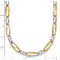 14K Two-Tone 18" Fancy Long Link Necklace with Polished Yellow and White Gold - 5.75mm Width by 0
