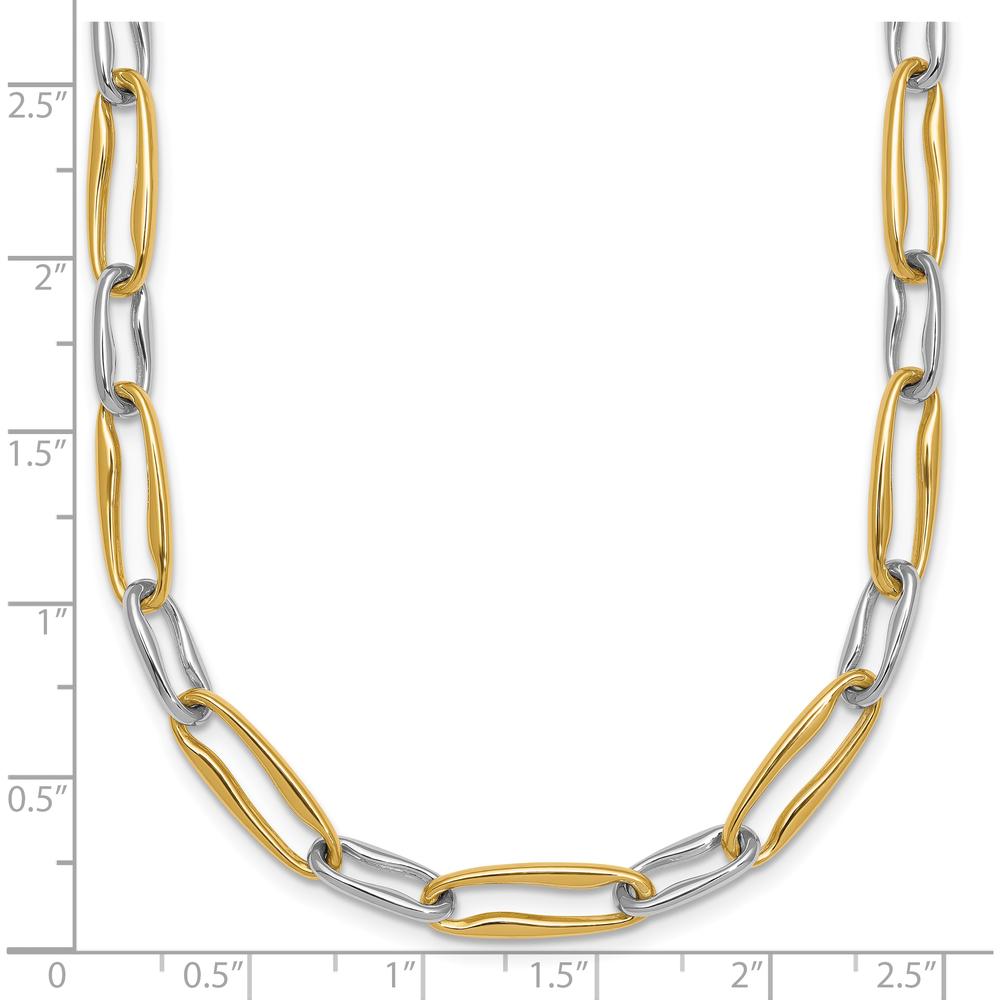 14K Two-Tone 18" Fancy Long Link Necklace with Polished Yellow and White Gold - 5.75mm Width by 0