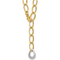 14K Two-Tone 18" Lariat Necklace with Polished 6.5mm Fancy Curb Links and White Gold Teardrop Accent by 0