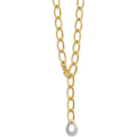 14K Two-Tone 18" Lariat Necklace with Polished 6.5mm Fancy Curb Links and White Gold Teardrop Accent by 0