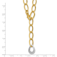 14K Two-Tone 18" Lariat Necklace with Polished 6.5mm Fancy Curb Links and White Gold Teardrop Accent by 0