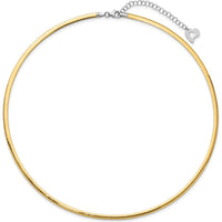 14K Two-Tone 18" Reversible Omega Necklace with Heart Extender 3mm Width by 0