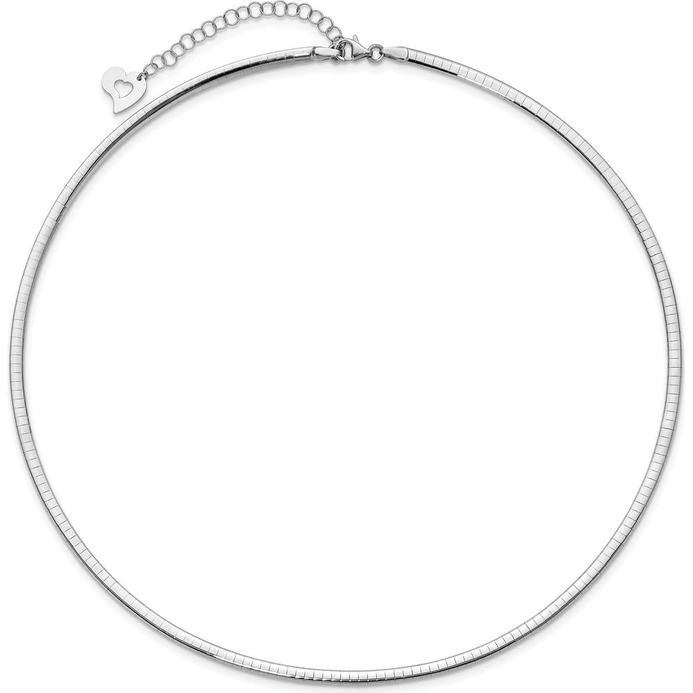 14K Two-Tone 18" Reversible Omega Necklace with Heart Extender 3mm Width by 0