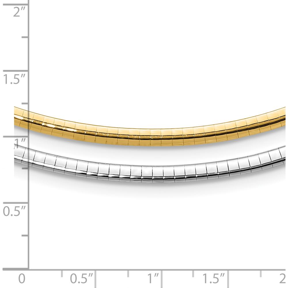 14K Two-Tone 18" Reversible Omega Necklace with Heart Extender 3mm Width by 0