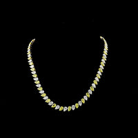 14K Two Tone 19" Tennis Necklace with Alternating Pear Shape Fancy Vivid Yellow and White Lab Diamonds - 39.93 Carat Total Weight - Covaloro Fine Jewelry