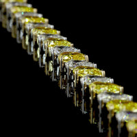 14K Two Tone 19" Tennis Necklace with Alternating Pear Shape Fancy Vivid Yellow and White Lab Diamonds - 39.93 Carat Total Weight - Covaloro Fine Jewelry
