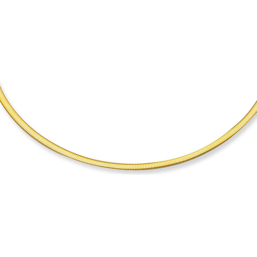 14K Two-Tone 2.5mm Reversible Omega Necklace with Polished Finish - 18" by Orozza Fine Jewelry