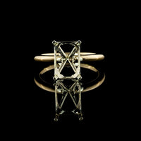 14K Two Tone 2.85 Carat Radiant Cut Lab Diamond Solitaire Ring, GIA Certified E-F VVS2 Elongated North-South Setting - Covaloro Fine Jewelry
