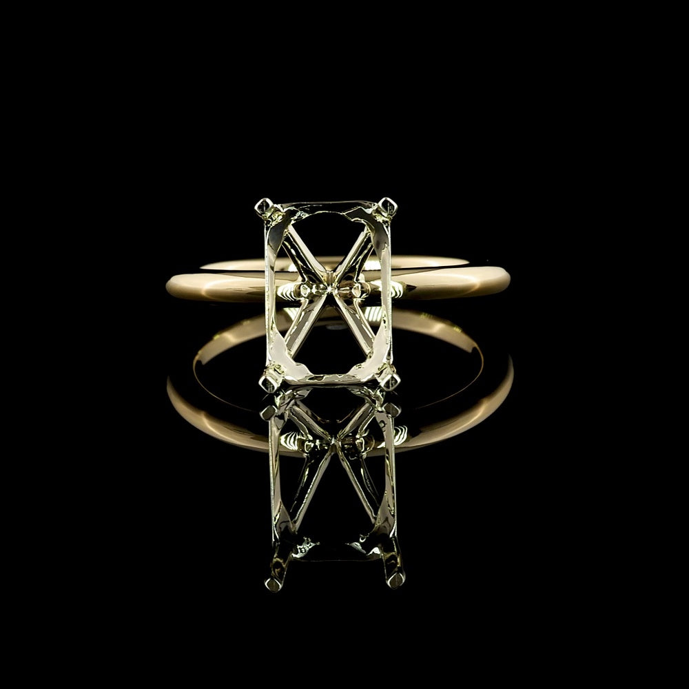 14K Two Tone 2.85 Carat Radiant Cut Lab Diamond Solitaire Ring, GIA Certified E-F VVS2 Elongated North-South Setting - Covaloro Fine Jewelry