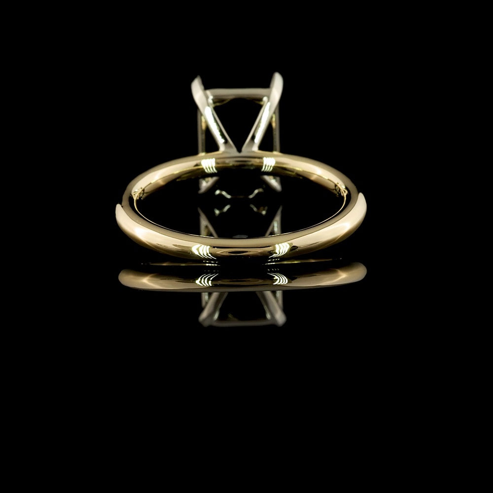 14K Two Tone 2.85 Carat Radiant Cut Lab Diamond Solitaire Ring, GIA Certified E-F VVS2 Elongated North-South Setting - Covaloro Fine Jewelry