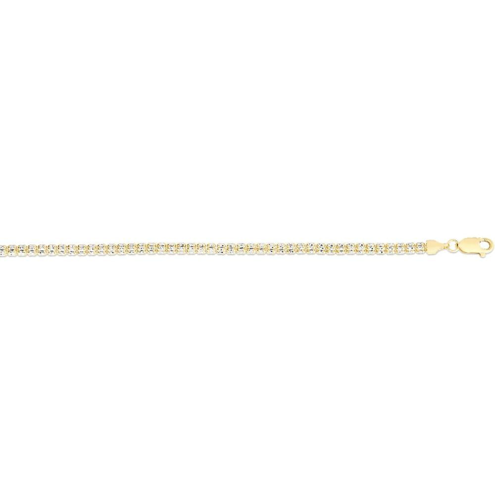 14K Two-Tone 24" Fancy Ice Chain Necklace with Diamond-Cut Finish by Orozza Fine Jewelry