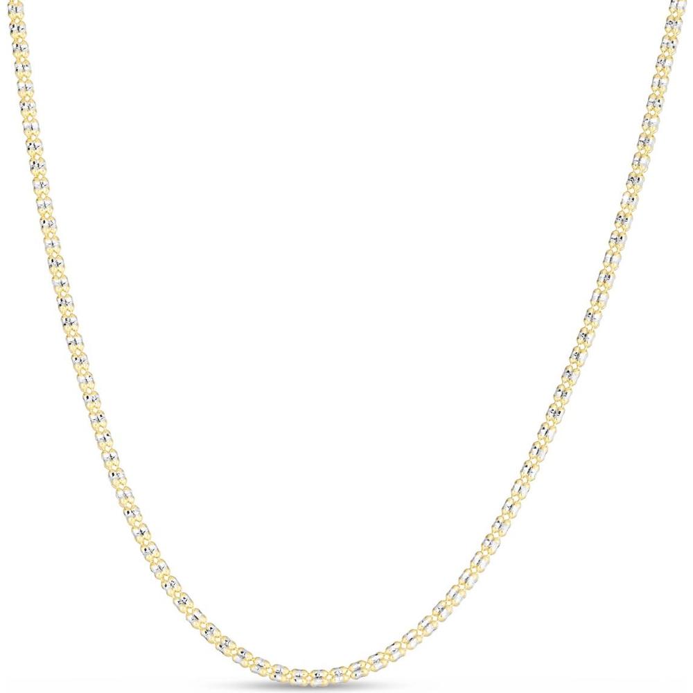 14K Two-Tone 24" Ice Chain with Diamond-Cut Textured Finish - 2.7mm Width by Orozza Fine Jewelry
