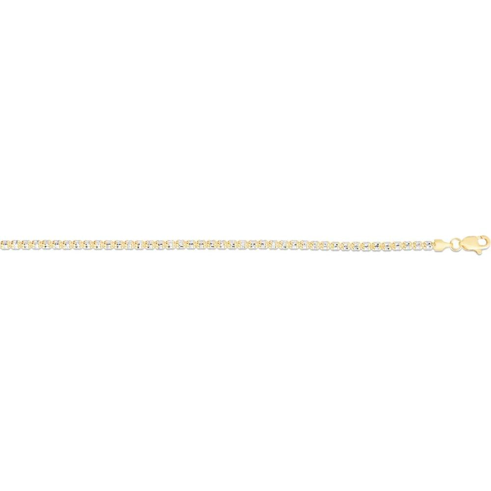 14K Two-Tone 24" Ice Chain with Diamond-Cut Textured Finish - 2.7mm Width by Orozza Fine Jewelry