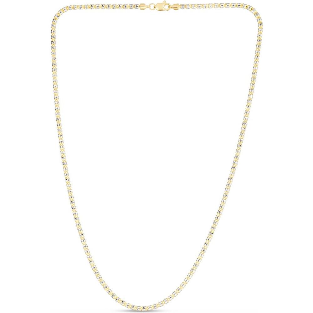 14K Two-Tone 24" Ice Chain with Diamond-Cut Textured Finish - 2.7mm Width by Orozza Fine Jewelry