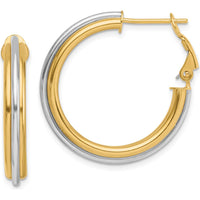 14K Two-Tone 28mm Polished Medium Hoop Earrings with Omega Clip Back by 0
