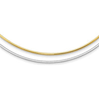 14K Two-Tone 2mm Reversible Omega Necklace with 2-Inch Heart Extender by 0