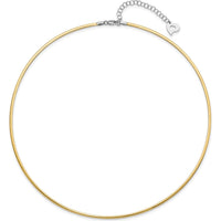 14K Two-Tone 2mm Reversible Omega Necklace with 2-Inch Heart Extender by 0