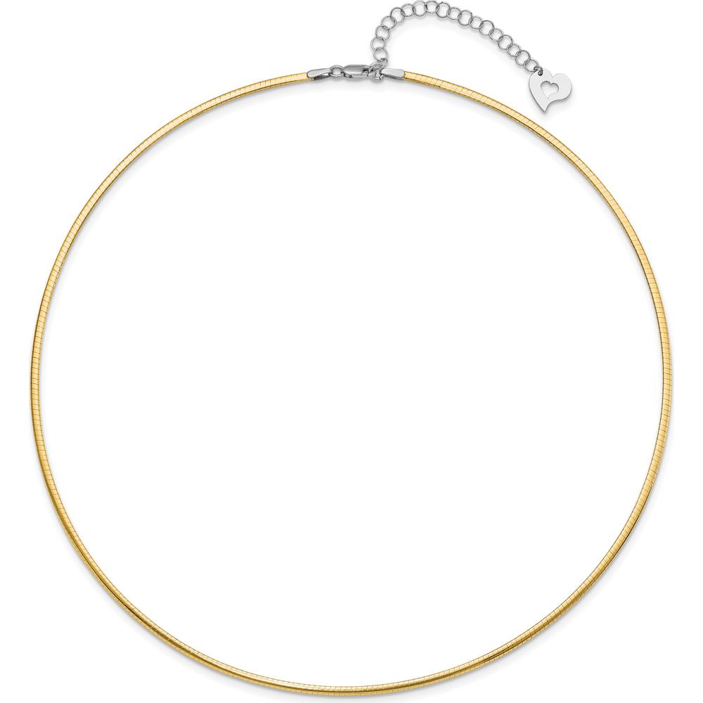 14K Two-Tone 2mm Reversible Omega Necklace with 2-Inch Heart Extender by 0