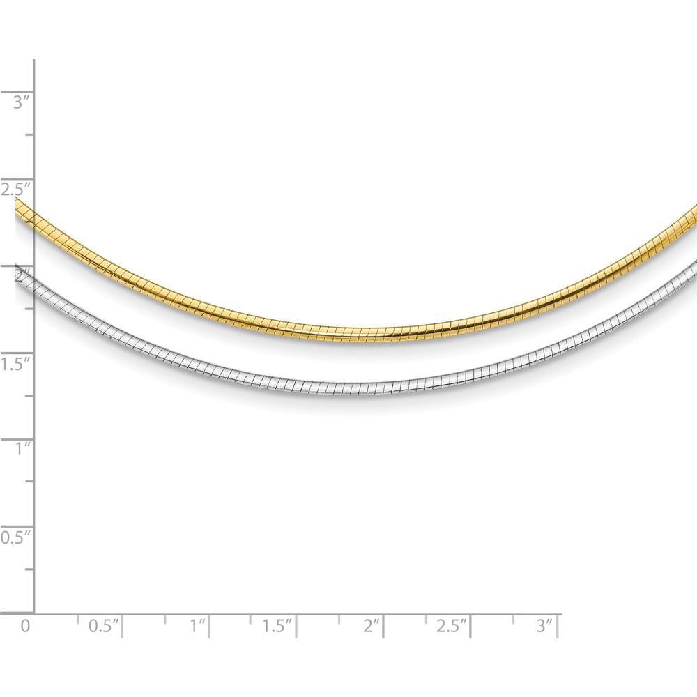 14K Two-Tone 2mm Reversible Omega Necklace with 2-Inch Heart Extender by 0