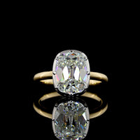 14K Two Tone 3.11 Carat Antique Cushion Cut Lab Diamond Solitaire Ring in Bezel-Prong Setting with IGI Certification - Covaloro Fine Jewelry
